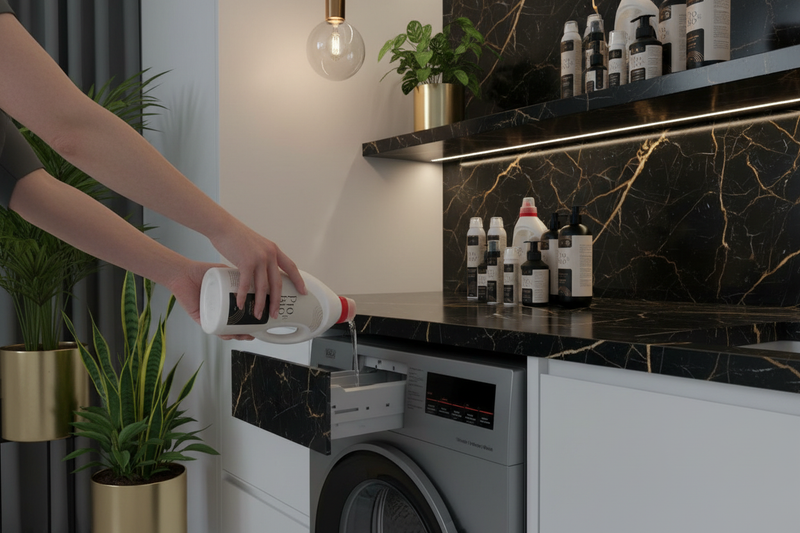 Pouring laundry detergent